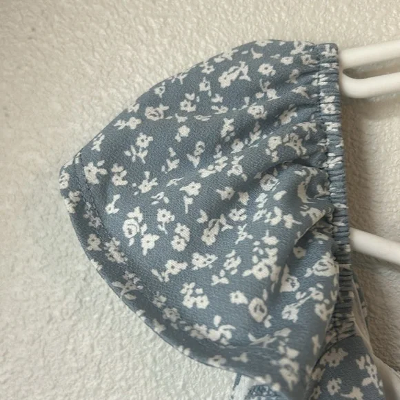 Light Blue Floral Dress Women's Medium Polyester - Picture 4 of 7